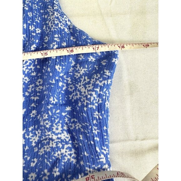 Womens XL Blue Floral Smocked Cottagecore Ruffle Strap Button Front Dress Fairy - Picture 7 of 9